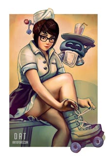 Overwatch’ Fan Art: Carhop Mei reimagined in 1950s retro style