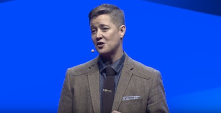 Ivan Coyote, a transgender writer and performer during their TED Talk