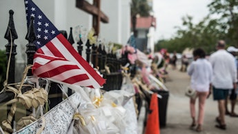 A memorial site on the one-year Anniversary of Charleston Church massacre