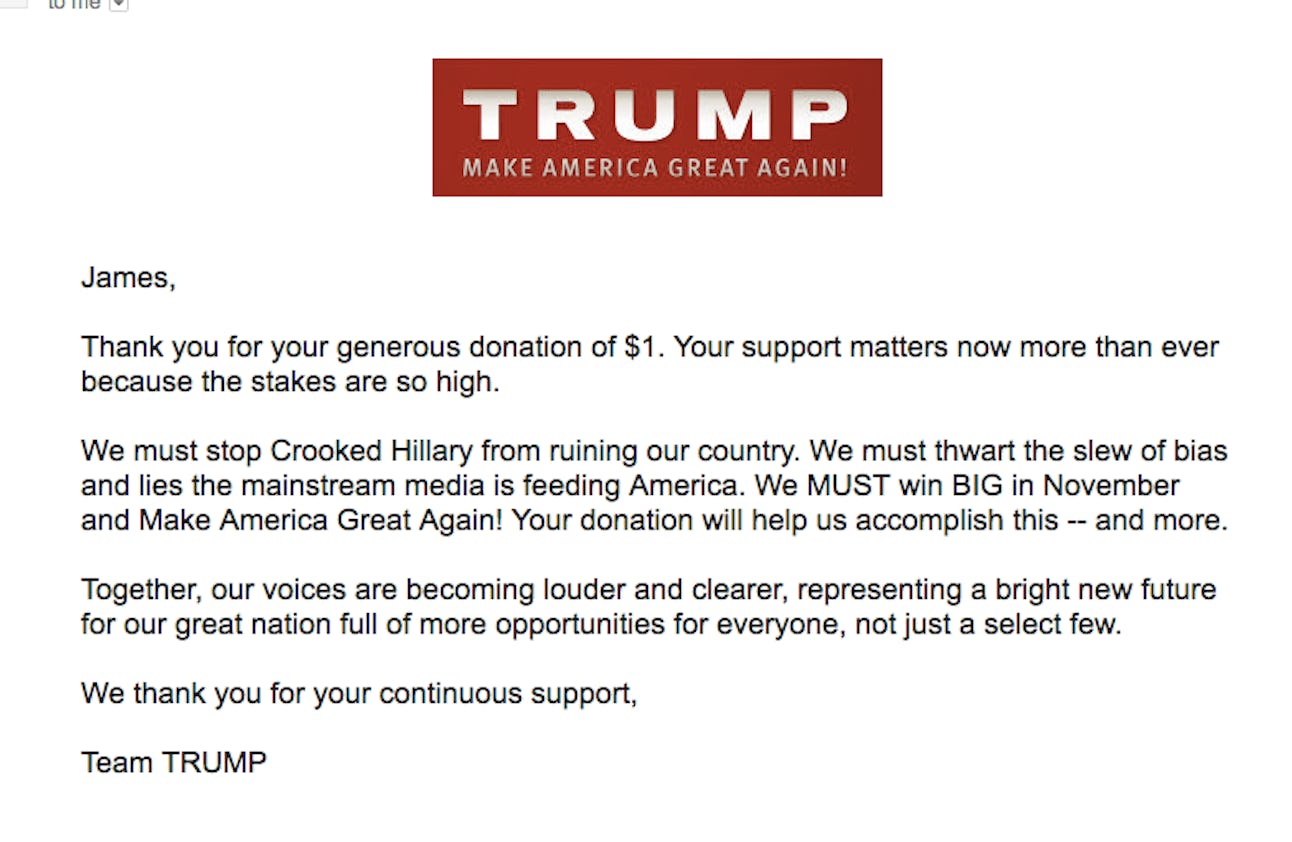 Donald Trump's campaign website won't let some cancel recurring donations