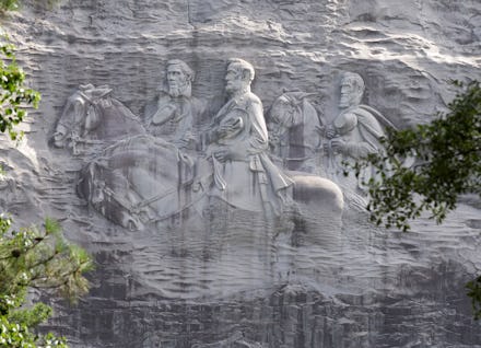 A mountainside carving dedicated to Confederate leaders in Stone Mountain Park, Georgia