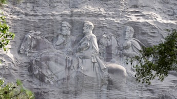 A mountainside carving dedicated to Confederate leaders in Stone Mountain Park, Georgia