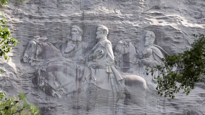 A mountainside carving dedicated to Confederate leaders in Stone Mountain Park, Georgia