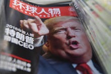 A magazine in China with Donald Trump on the cover