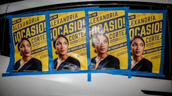 Posters that call people to vote for Alexandria Ocasio-Cortez