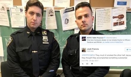 Two NYPD officers that bragged about a tiny marijuana bust