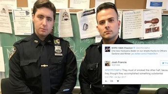 Two NYPD officers that bragged about a tiny marijuana bust