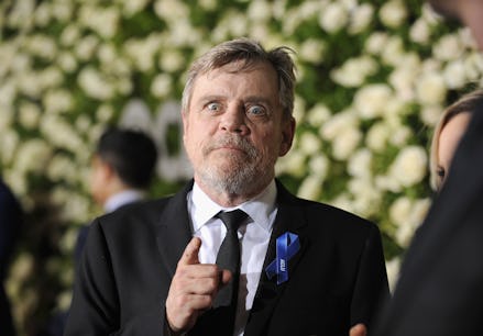 Mark Hamill pointing with his finger and making a silly facial expression
