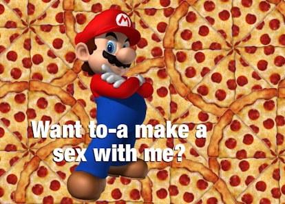 Mario with a pizza background