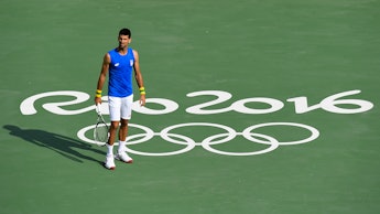 Novak Djokovic standing at the tennis court during Rio Olympics 2016 