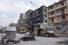 Demolished and ruined buildings in Syria