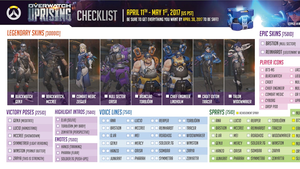 'Overwatch' Uprising Event Checklist How to make sure you get all the