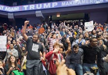 Protesters celebrating the Trump Rally cancellation