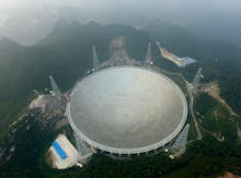 An aerial view of the largest radio telescope ever built