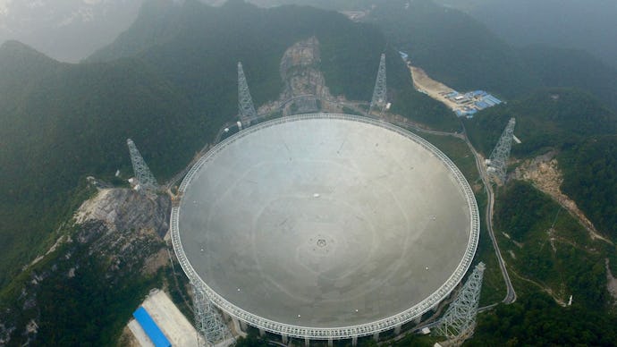 An aerial view of the largest radio telescope ever built