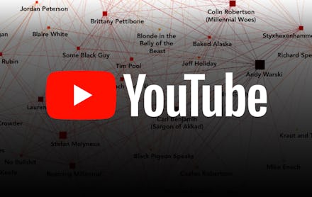 The youtube icon with a network of their channels behind it