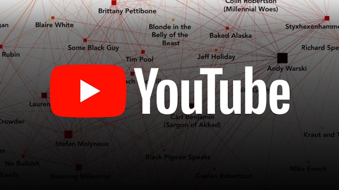 The youtube icon with a network of their channels behind it