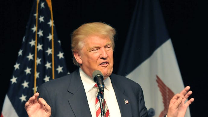Donald Trump giving a speech in Iowa