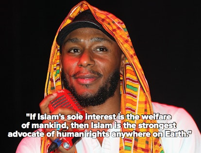 The muslim rapper Mos Def with a quote from him.