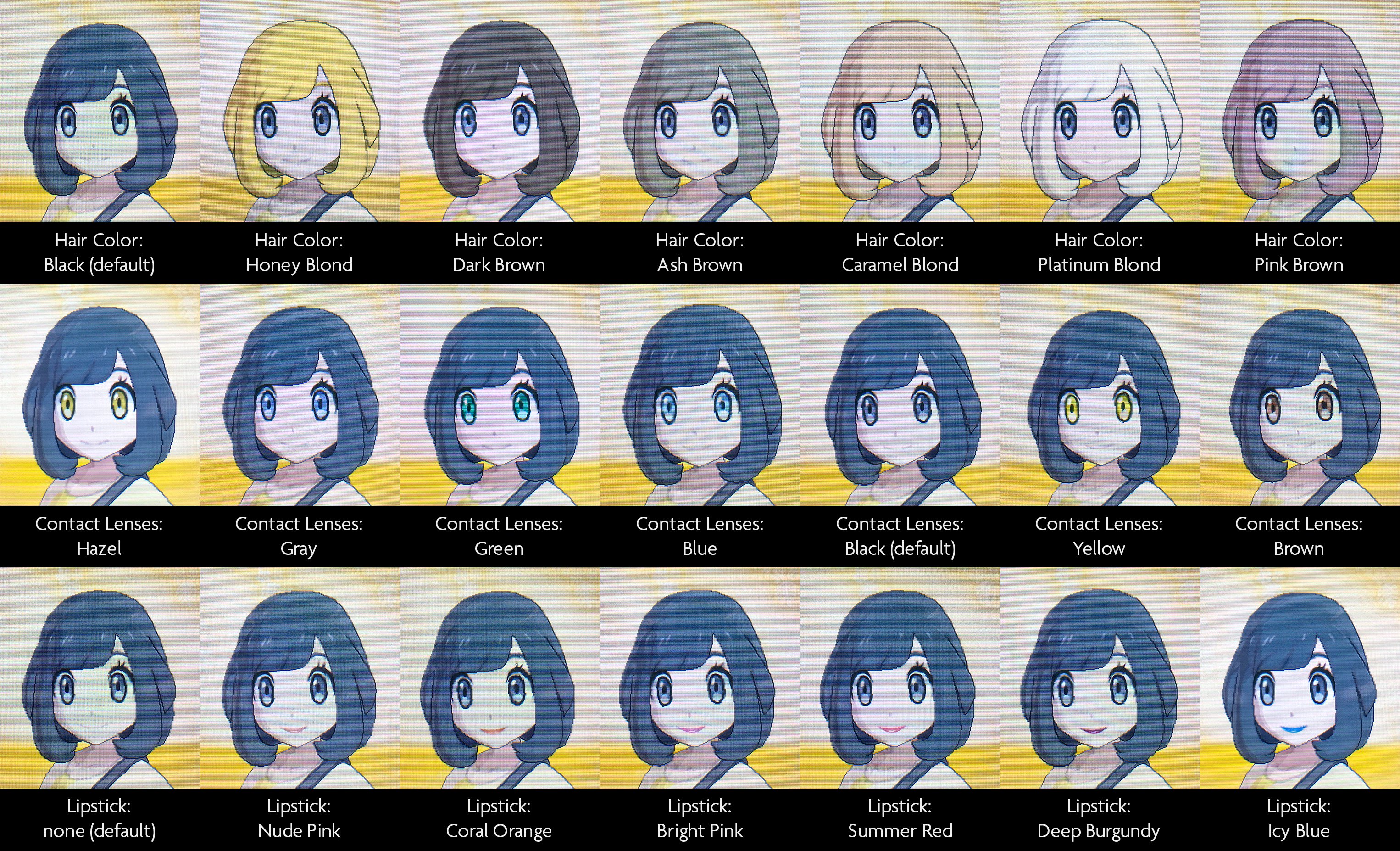 Pokemon Ultra Sun and Moon Guide All Haircuts and Hair Colors  GameSkinny