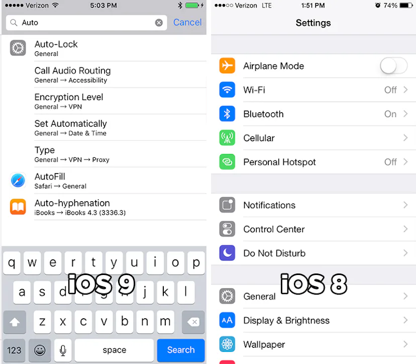 Ios 9 Features Sample 16 Side-by-Side Photos of New Features on iOS 9 Show How Your iPhone ...