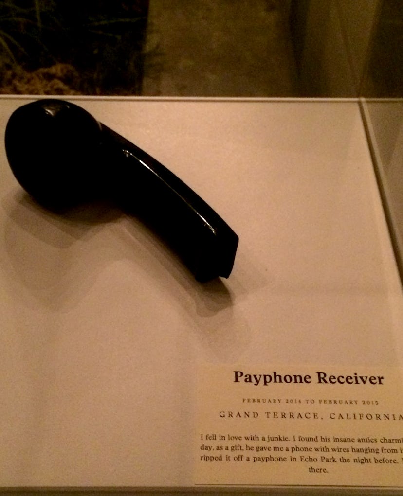 Pay phone receiver at the Museum of Broken Relationships