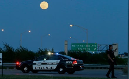 Police car on a highway road in Texas