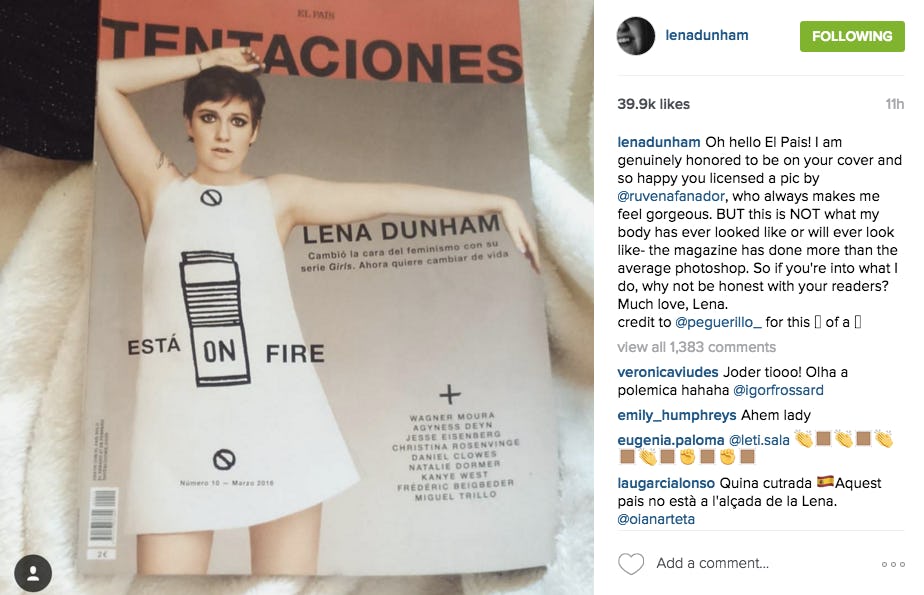 Lena Dunham Calls Out the Spanish Magazine That Her for