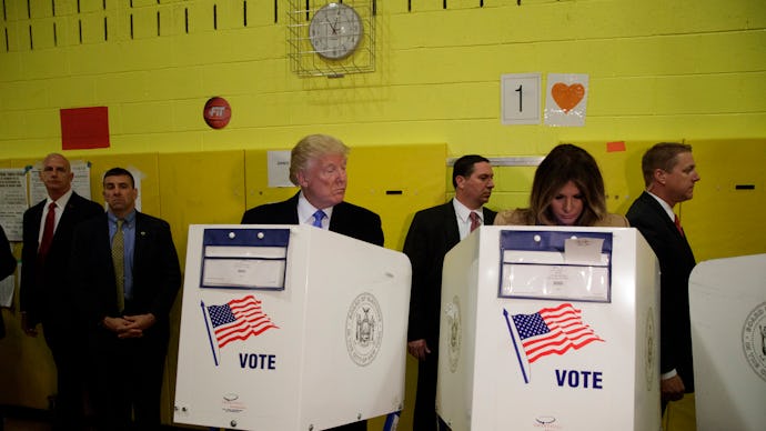 Donald and Ivanka trump at a voting booth