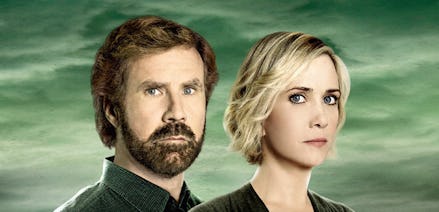 Will Ferrell and Kristen Wiig posing on a poster for the movie 'A Deadly Adoption' 
