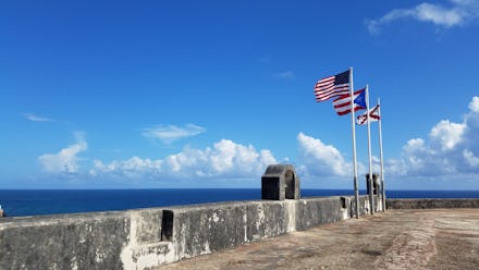 A stone-wall next to a beach in Puerto Rico 6 months after Hurricane Maria