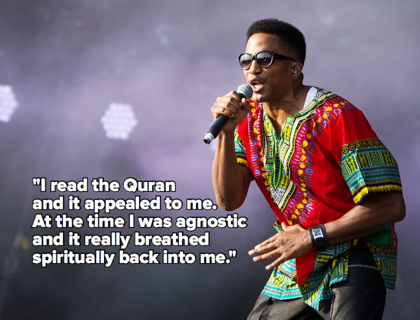 The muslim rapper Q-Tip with a quote from him.