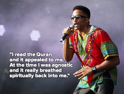 The muslim rapper Q-Tip with a quote from him.