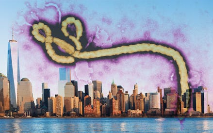 An abstract illustration of New York and the Ebola Virus