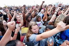 A group of protesters in Florida after the incident with Colton Haab