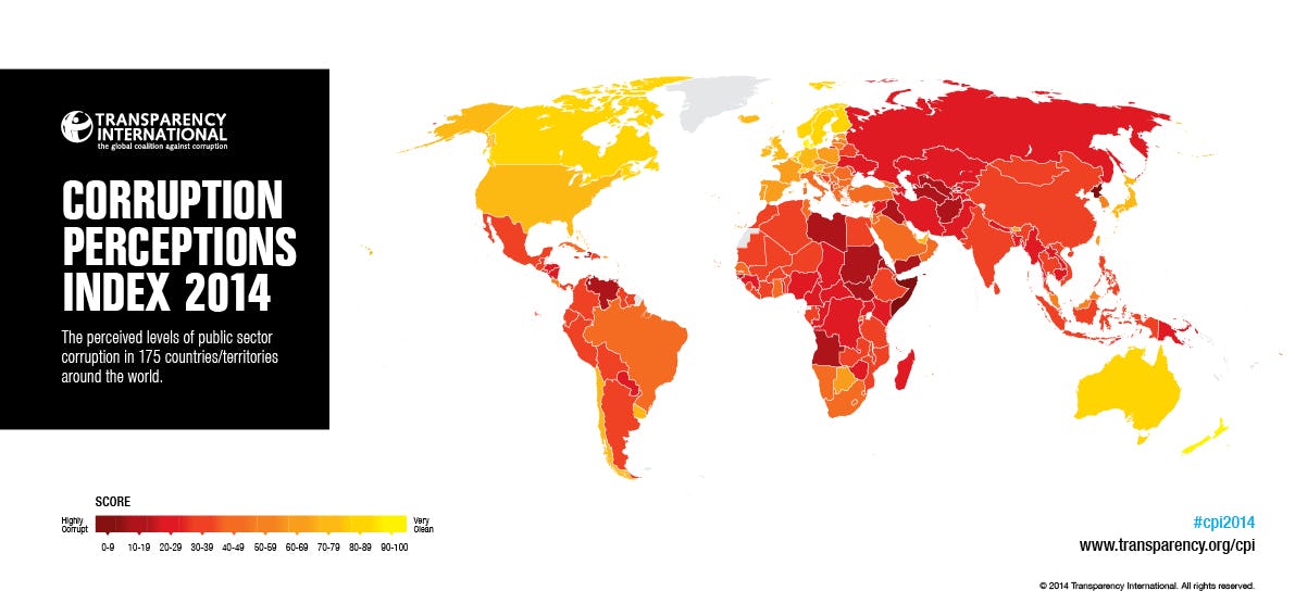 One Map Reveals The Most Corrupt Nations In The World