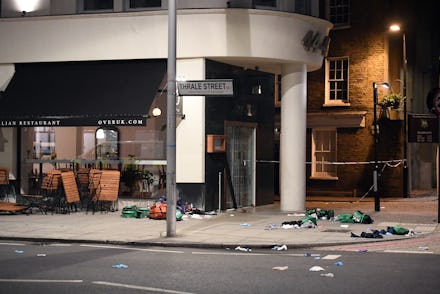 Thrale Street with things all over the ground after the London terror attack
