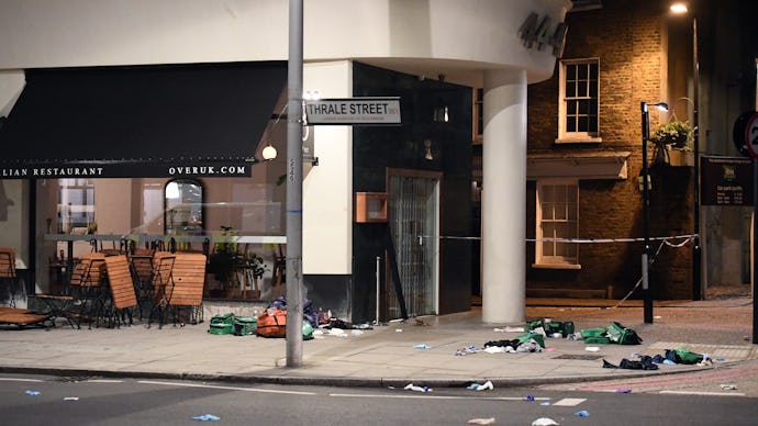 Thrale Street with things all over the ground after the London terror attack