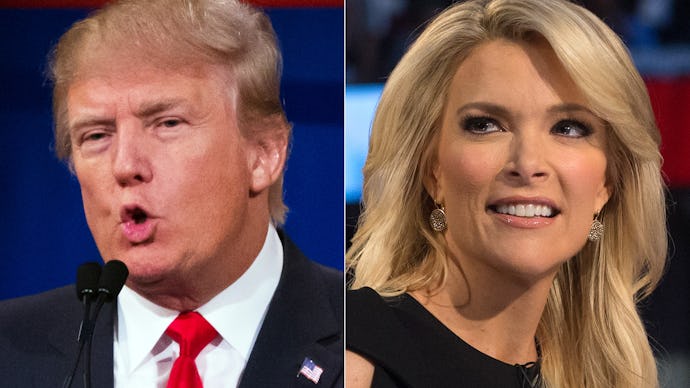 Photos of Donald Trump and Megyn Kelly side by side