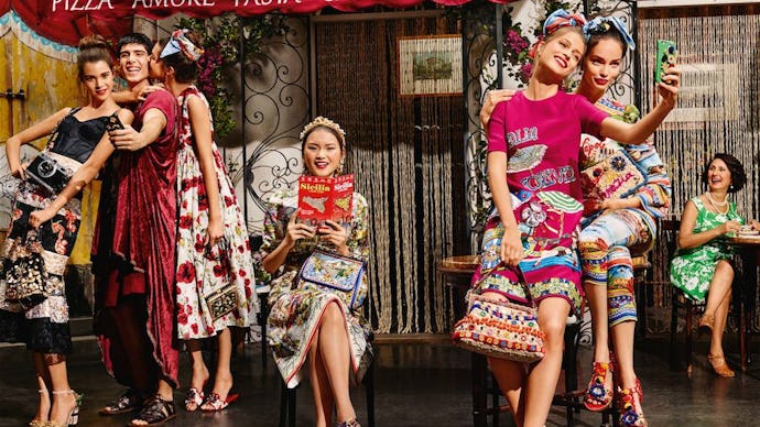 A poster from Dolce and Gabbana's new ads feature 'Chinese Tourists' in Italy