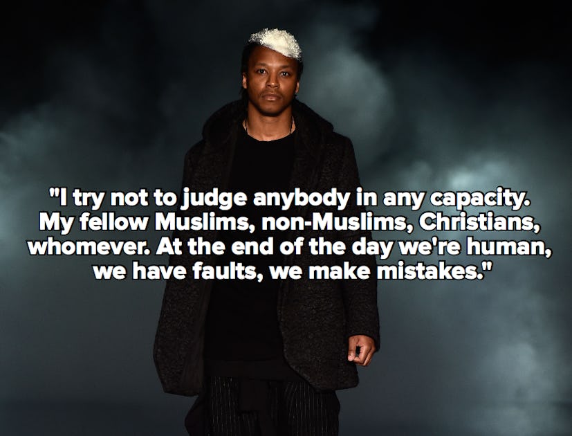 The muslim rapper Lupe Fiasco with a quote from him.