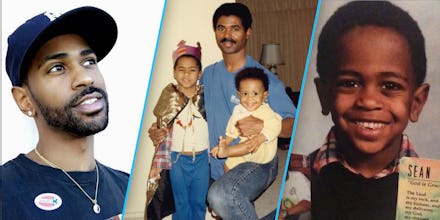 Big Sean now next to images of himself when he was a child