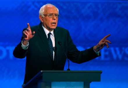Senator Bernie Sanders giving a speech during abcs democratic presidential debate