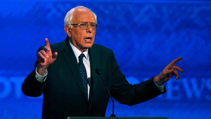 Senator Bernie Sanders giving a speech during abcs democratic presidential debate