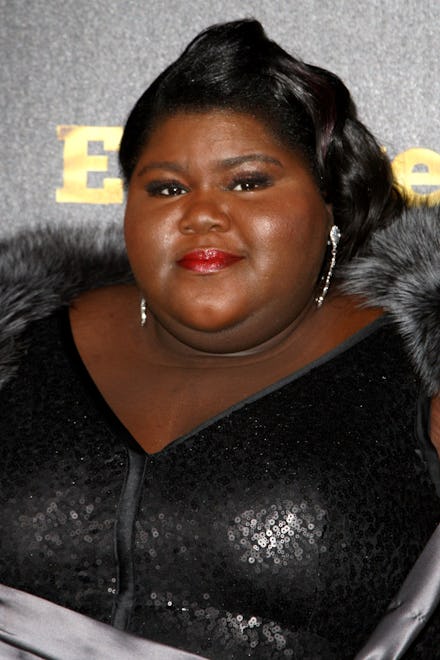 Actress Gabourey Sidibe posing on the Red Carpet