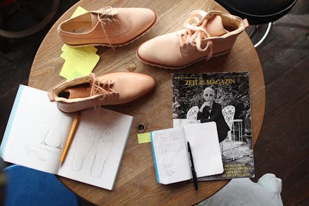 Matriarch, the Gender-Neutral Shoe Line Brogues set up on a table