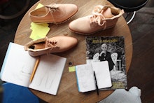 Matriarch, the Gender-Neutral Shoe Line Brogues set up on a table
