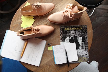 Matriarch, the Gender-Neutral Shoe Line Brogues set up on a table