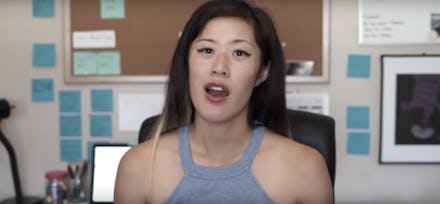 Teresa Lee explaining consent in her YouTube video filmed in her room