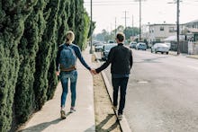 A couple holding hands while one is going through antidepressant withdrawal.